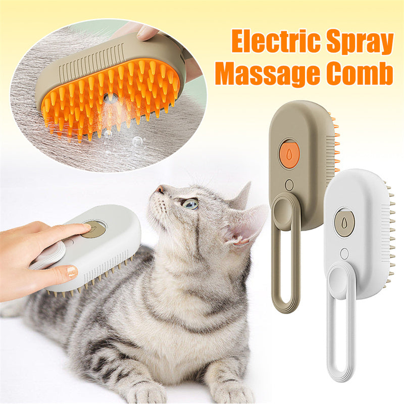 3-in-1 Steam Cat Brush - Steamy Pet Grooming Brush with Mist Spray for Shedding, Massage & Hair Removal (Cats & Dogs) - Zaria pets