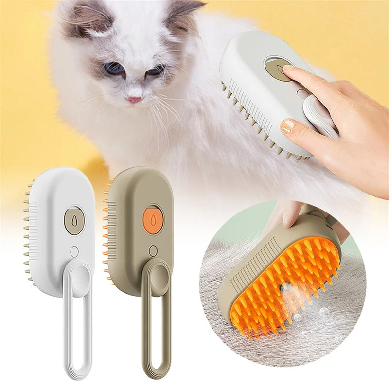 3-in-1 Steam Cat Brush - Steamy Pet Grooming Brush with Mist Spray for Shedding, Massage & Hair Removal (Cats & Dogs) - Zaria pets