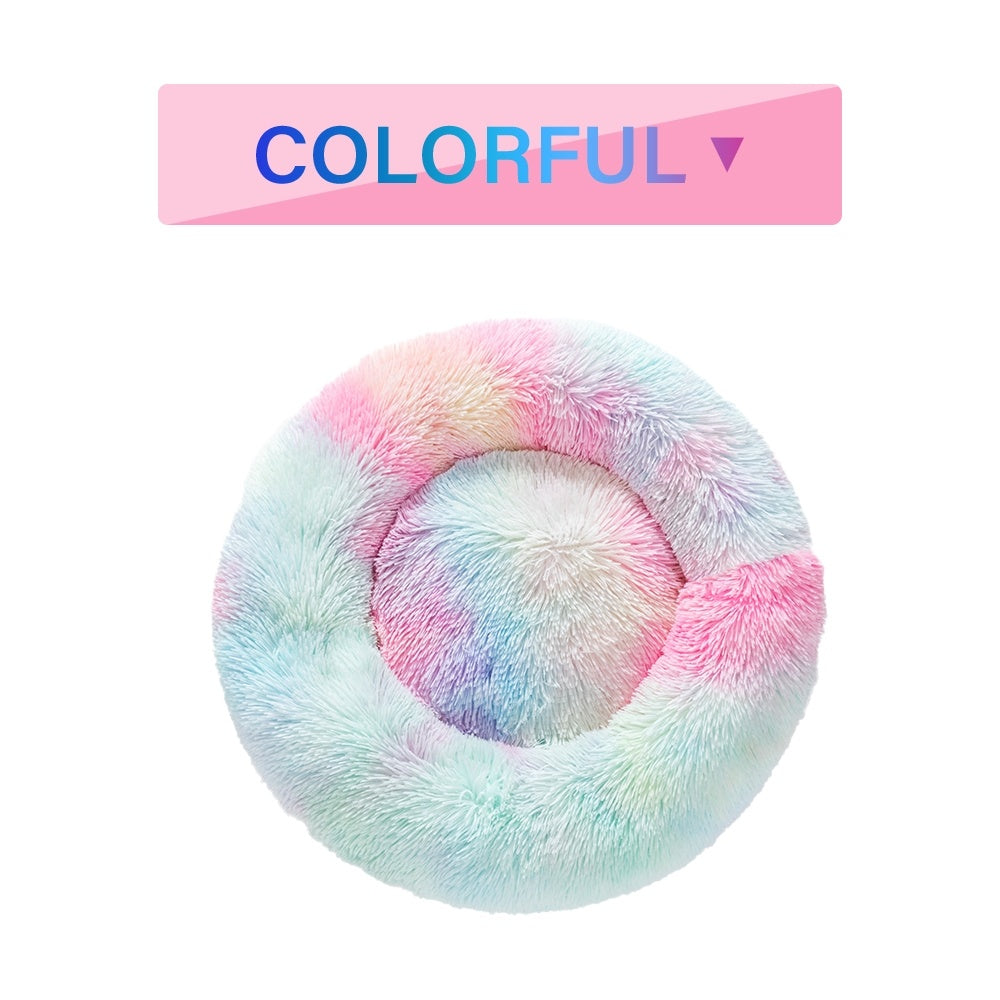 Plush Donut Dog Bed - Round Calming Anti-Anxiety Cuddler for Small/Medium Dogs - Zaria pets