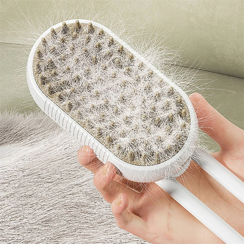 3-in-1 Steam Cat Brush - Steamy Pet Grooming Brush with Mist Spray for Shedding, Massage & Hair Removal (Cats & Dogs) - Zaria pets